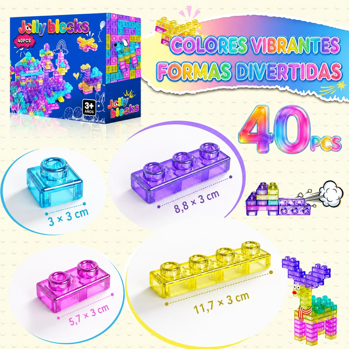 Bloques Sensoriales Flexibles de Construcción – 40 Piezas