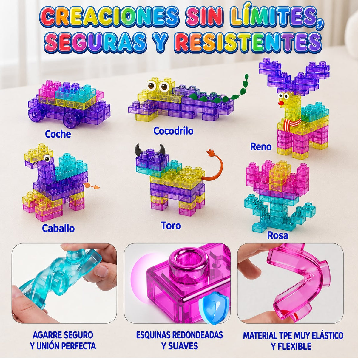 Bloques Sensoriales Flexibles de Construcción – 40 Piezas