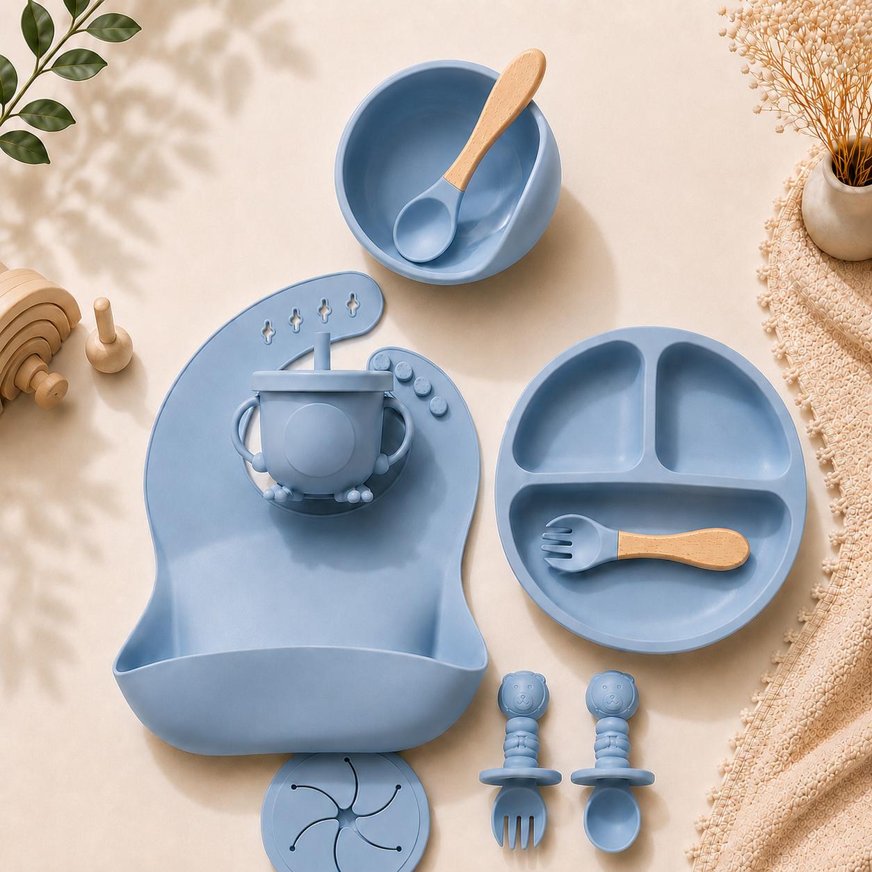 Set de Alimentación de Silicona para Bebés – 9 Piezas, Libre de BPA