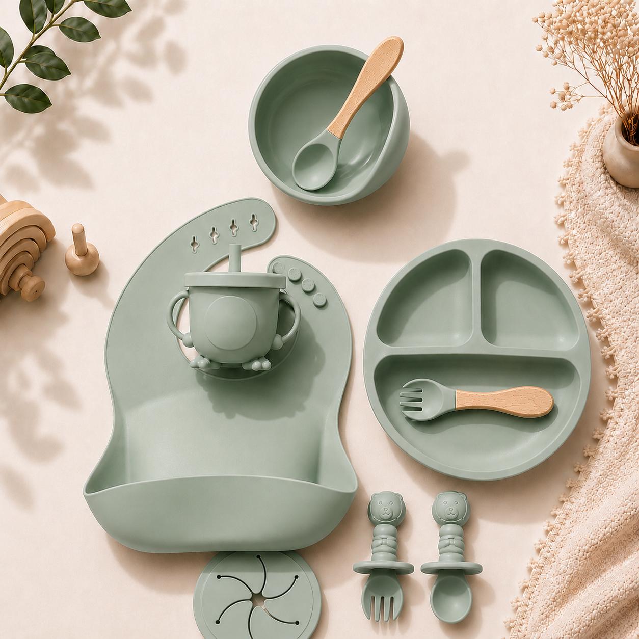 Set de Alimentación de Silicona para Bebés – 9 Piezas, Libre de BPA