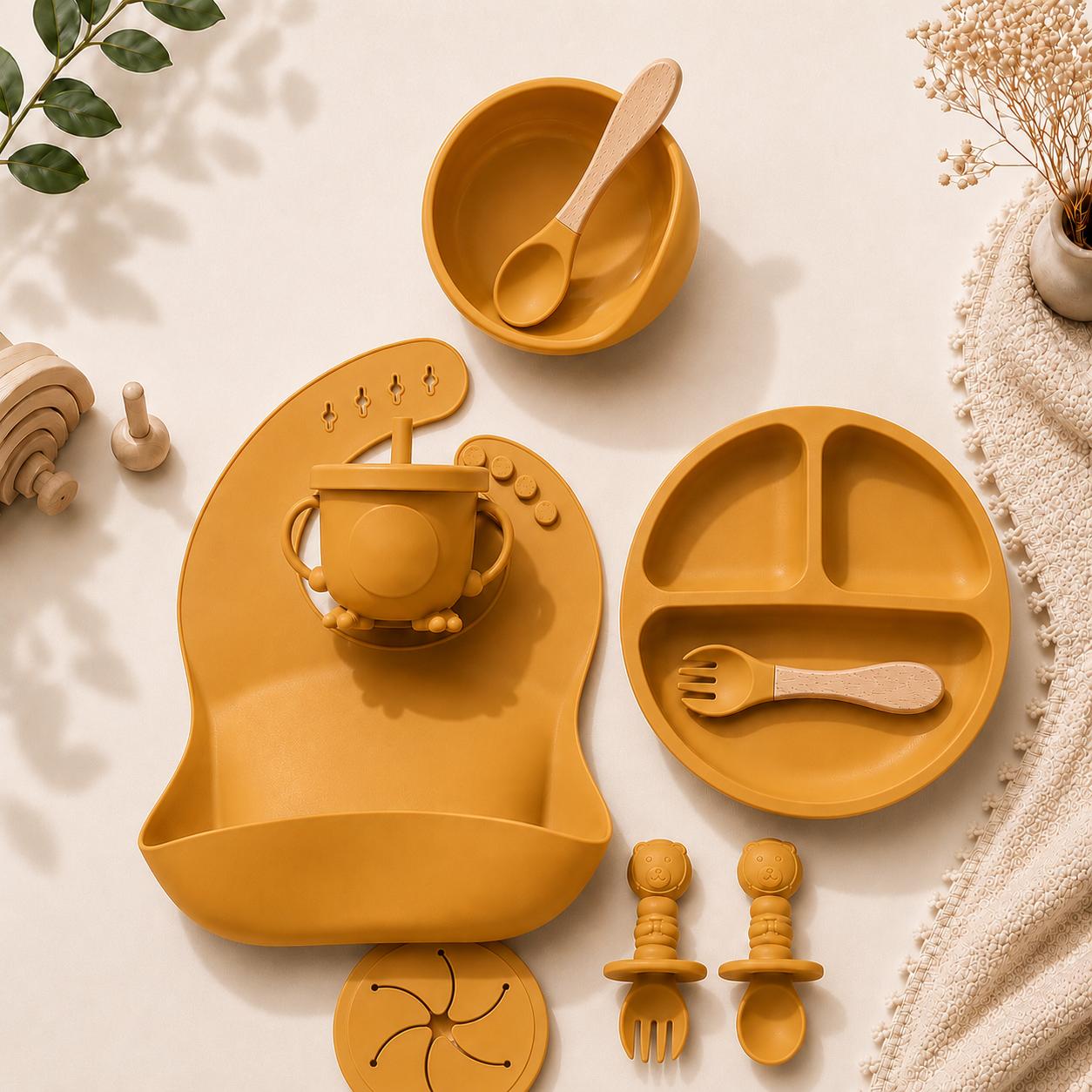 Set de Alimentación de Silicona para Bebés – 9 Piezas, Libre de BPA