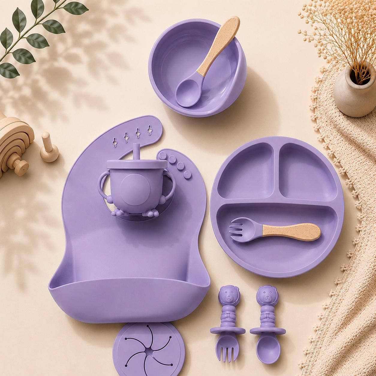 Set de Alimentación de Silicona para Bebés – 9 Piezas, Libre de BPA