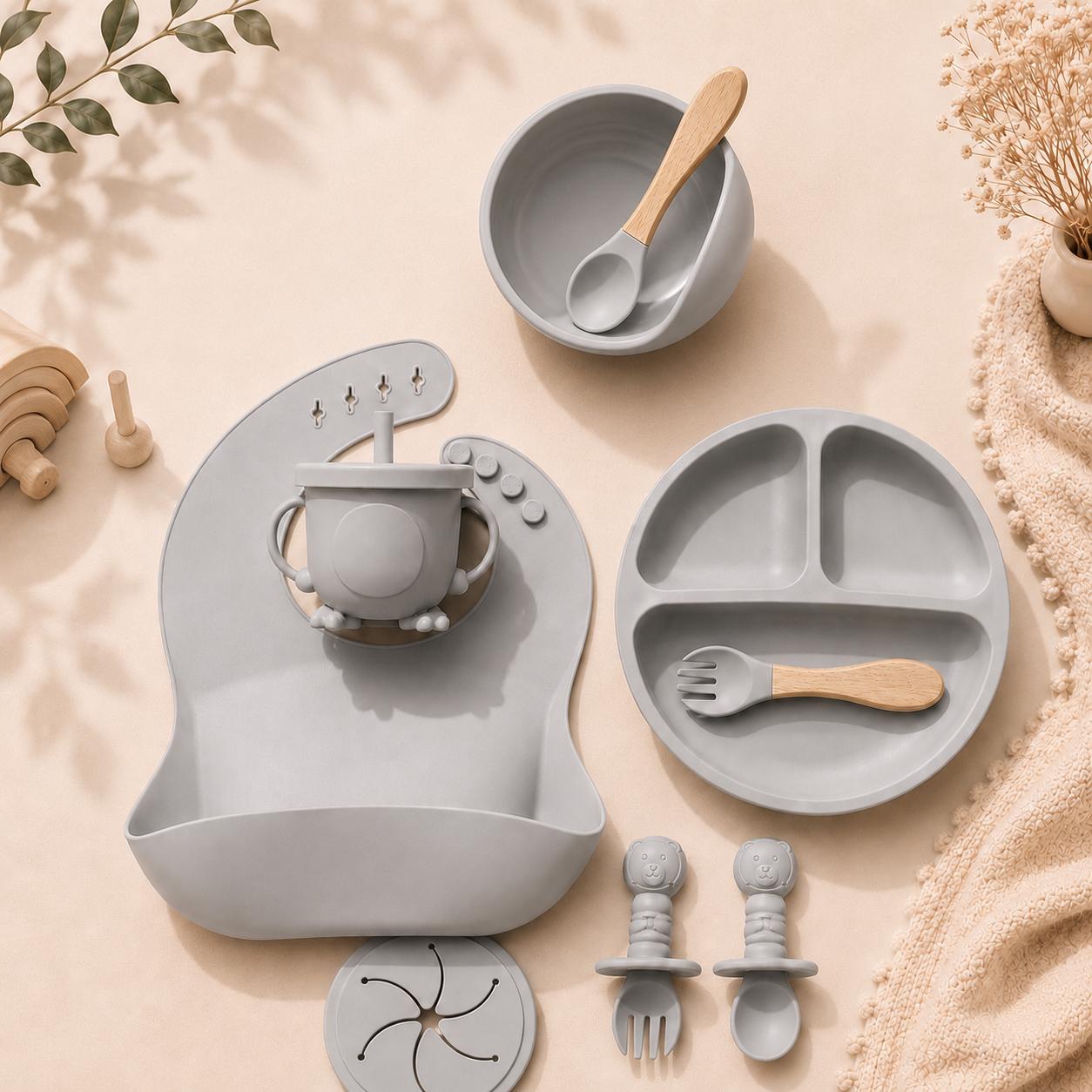 Set de Alimentación de Silicona para Bebés – 9 Piezas, Libre de BPA
